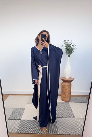 navy kaftan dress with a belt- aya