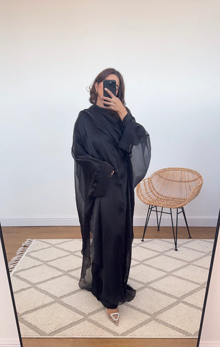 black two piece scarf kimono- danya