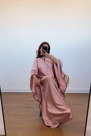 pink kaftan dress with a belt- aya