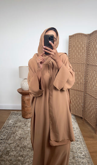 sena Hooded abaya camel