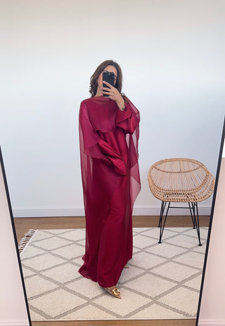 Two piece cape with dress wine-valerie