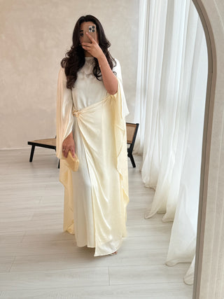 cream crinkle cape dress - alya