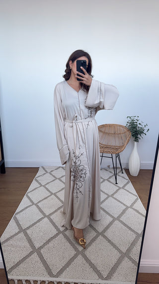 cream embroidered abaya- aamaal