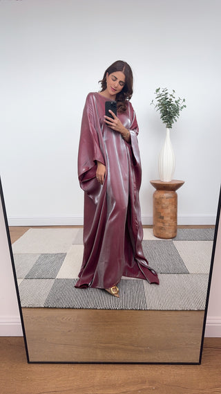 wine Shimmer Butterfly kaftan- velora