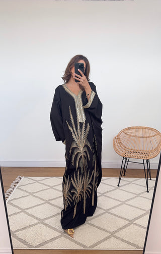 Black/gold embroidered kaftan dress- safa