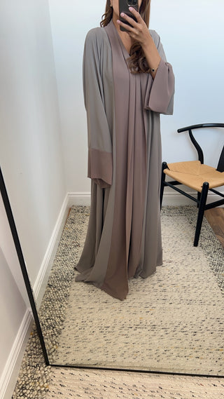 Fariba open abaya grey