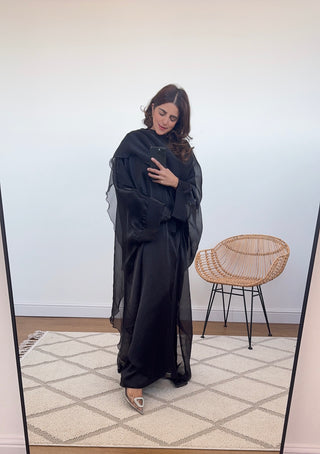 black two piece scarf kimono- danya