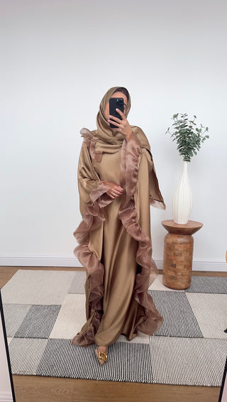 gold frill kaftan with a scarf -layana