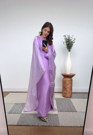 Lilac kaftan with organza attached cape- sara