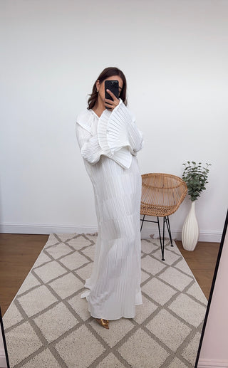 White flute sleeve maxi dress- faska