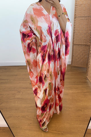 coral/wine butterfly kaftan- Lina (upto plus)