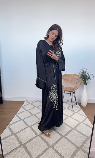 black embroidered abaya- aamaal