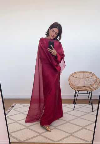 Two piece cape with dress wine-valerie