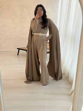 taupe jumpsuit- reem