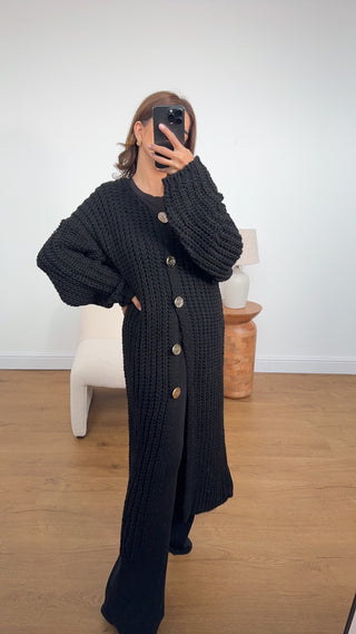 Sefa long cardigan in black