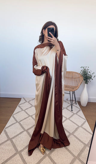 Contrast kaftan in beige - Leena