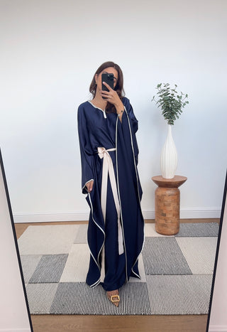 navy kaftan dress with a belt- aya