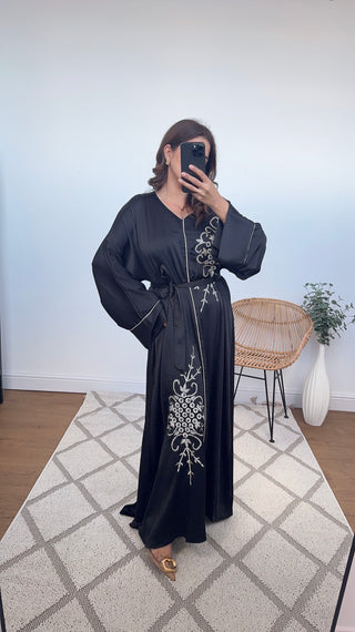 black embroidered abaya- aamaal