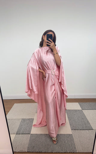 Pink crinkle cape dress - alya