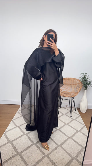 Two piece cape with dress black-valerie