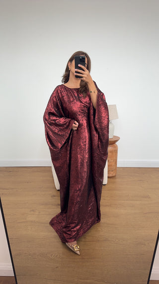 haya kaftan in shimmer wine