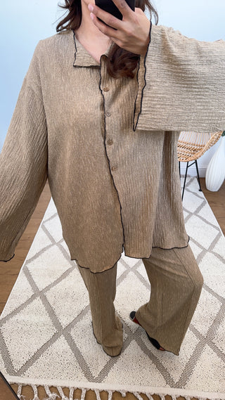 textured coord in camel- celia