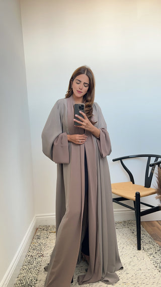 Fariba open abaya grey