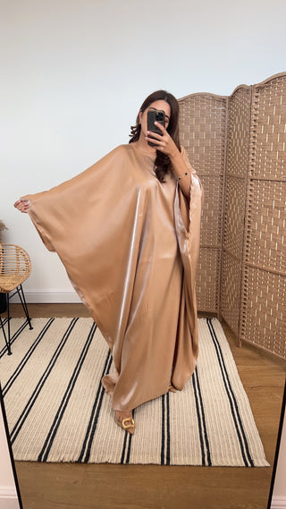 velora kaftan in shimmer sand