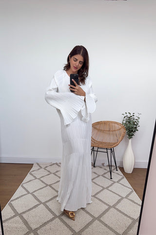 White flute sleeve maxi dress- faska