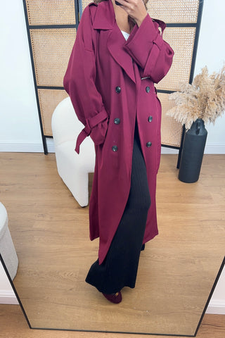 Leta Trench Coat in burgundy