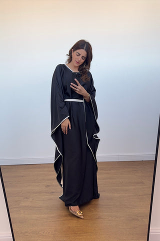 black kaftan dress with a belt- aya