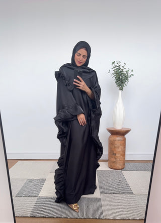 black frill kaftan with a scarf -layana