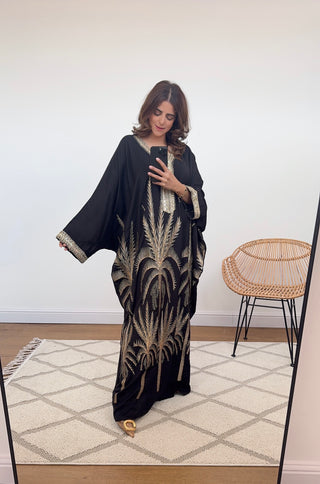 Black/gold embroidered kaftan dress- safa