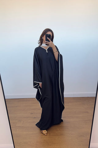 black kaftan dress with a belt- aya