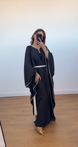 black kaftan dress with a belt- aya