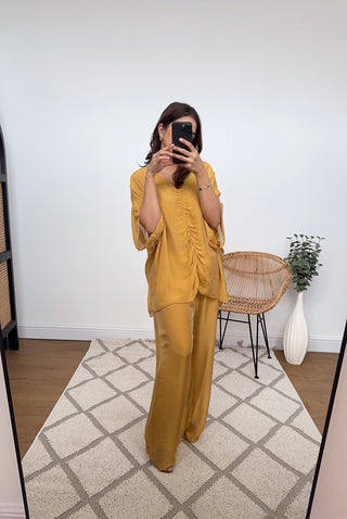 yellow silk ruched coord - nia