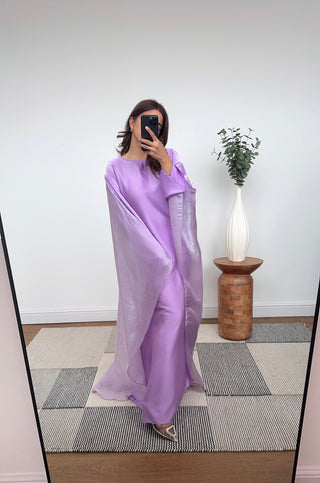 Lilac kaftan with organza attached cape- sara