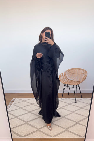 black two piece scarf kimono- danya