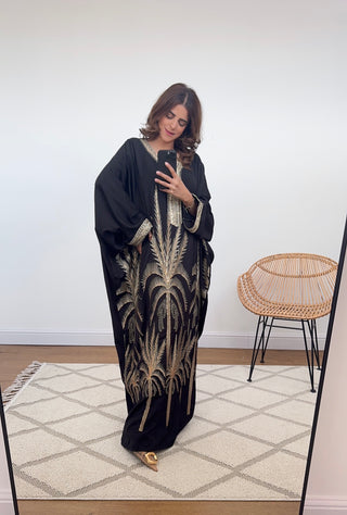 Black/gold embroidered kaftan dress- safa