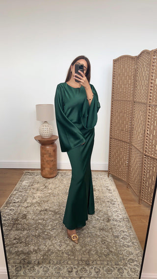 Azli dress emerald with back tie