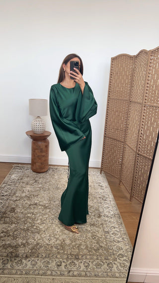 Azli dress emerald with back tie