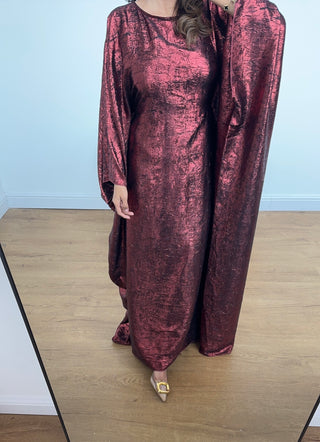 haya kaftan in shimmer wine