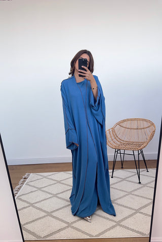 Three Piece Abaya Set blue- Sayan