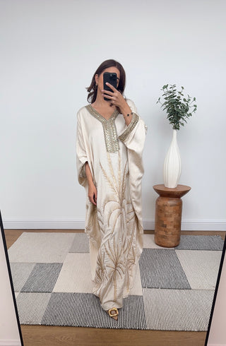 cream embroidered kaftan dress- safa