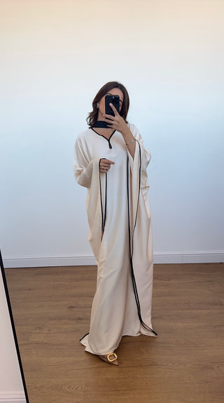 cream kaftan dress with a belt- aya