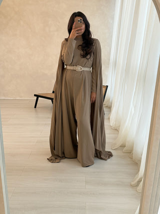 taupe jumpsuit- reem