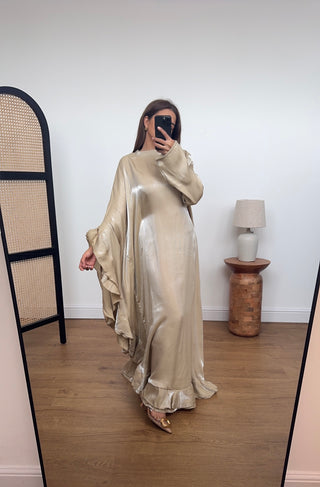 Karasi shimmer kaftan dress beige