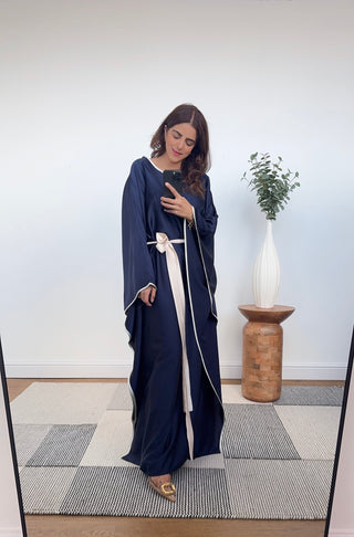 navy kaftan dress with a belt- aya