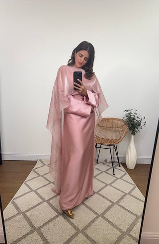 Two piece cape with dress pink-valerie