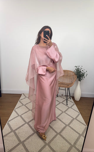 Two piece cape with dress pink-valerie